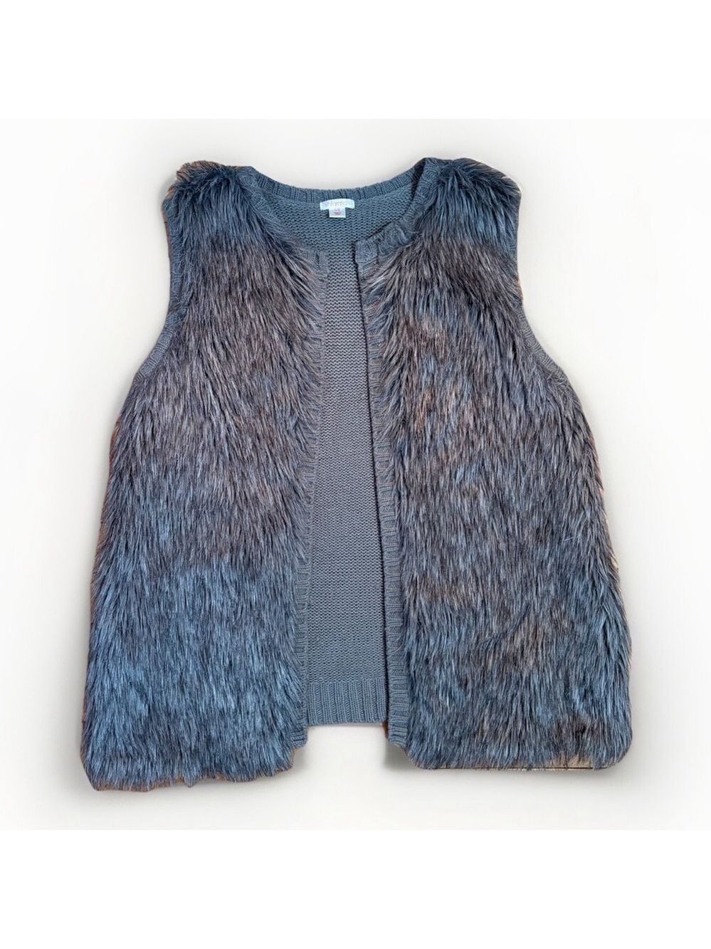Xhilaration Boho Faux Fur Vest - Charcoal Gray - Large